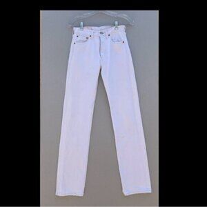 Vintage Levis 501 Straight Leg White Denim Jeans 27 x 34 Red Tab